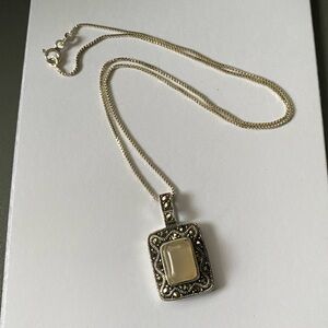 Sterling Silver 925 Marcasite Pendant Necklace